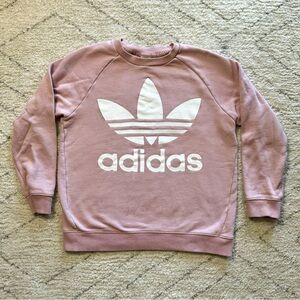 Adidas classics trefoil women’s pink crew neck pullover sweater